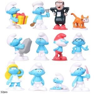 FMYSJ 12 stk./sæt Smølfer Figurlegetøj Model Minifigurer Sæt Kage Topper Dekoration Party Favor Supplies Gaver (FMY)