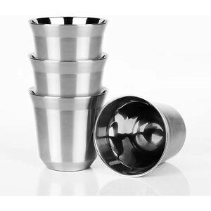 80mL Espressokopper i rustfrit stål - 4-pakke dobbeltvægsisolerede kopper Demitassekopper Kaffekop til at drikke, drikke kaffe, drikke drikkevarer