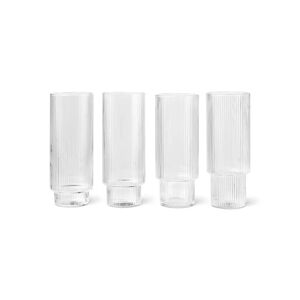 Ferm Living Ripple Long Drinks Glasses Sæt af 4 stk. Ø: 6 cm - Glas