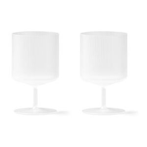 Ferm Living Ripple Wine Glass Set of 2 Ø: 7,5 cm - Frosted Glass