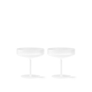 Ferm Living Ripple Champagne Saucer Set of 2 Ø: 10,5 cm - Frosted Glass