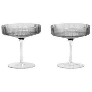 ferm LIVING - Ripple Champagne Saucers Set of 2 Smoked Grey