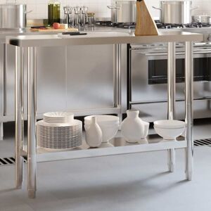 vidaXL Mesa de trabajo de cocina acero inoxidable 110x30x85 cm