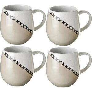 LOLAhome Juego de 4 tazas mug beige de stoneware de 490 ml