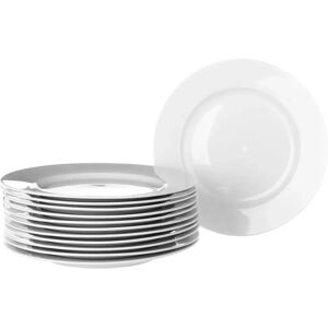 LOLAhome Set de 12 platos postre blancos de porcelana de Ø 19 cm