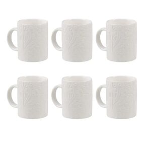 LOLAhome Juego de 6 tazas mug blancas de porcelana de 200 ml