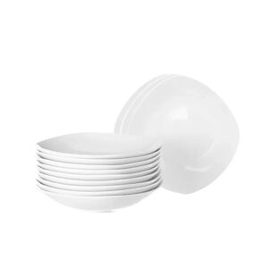LOLAhome Set de 12 platos hondos cuadrados blancos de porcelana de Ø21 cm