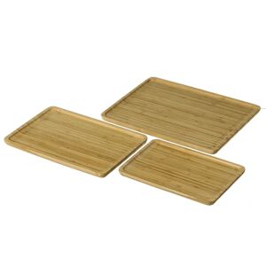 LOLAhome Juego de 3 bandejas rectangulares de bambú natural