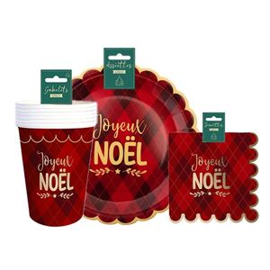 Pack Vaisselle Jetable Noel Traditionnel Joyeux Noel