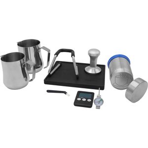 GGM GASTRO - Kit Barista - 10 pièces - y compris 2 pots à lait, tamper, brosse, Minuteur & Thermomètre