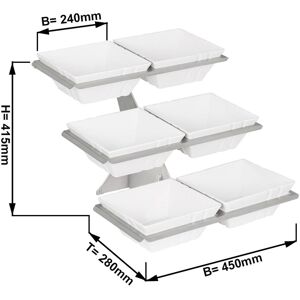 GGM Gastro - Etagerie / Presentoir a buffet - incl. 6 coupes en melamine - rectangulaire Argent / Blanc