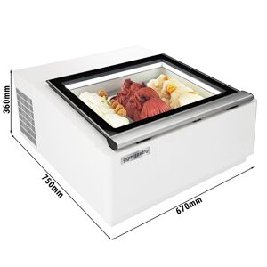 GGM Gastro - Vitrine a glace de table - 670mm - Statique - pour 3x 5 litres de bacs a glace - ouverture du couvercle côte service Blanc / Noir