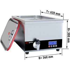 GGM Gastro - Cuiseur sous vide - 24 litres - 700 Watt - avec robinet de vidange & couvercle Argent