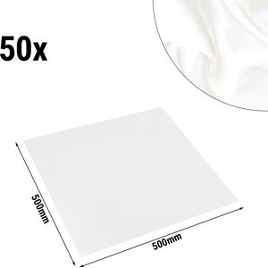 GGM GASTRO - Bouche serviettes en satin lisse damassé Porto - 50 cm x 50 cm - Lot de 50 pièces en blanc