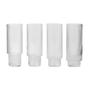 ferm LIVING - Ripple Verres à long drink, transparents (set de 4)