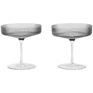 ferm LIVING - Le verre Ripple Flûte à champagne (set de 2), smoked grey