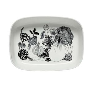 Marimekko - Oiva Siirtolapuutarha Plat de service, 20,5 x 28 cm, blanc / noir