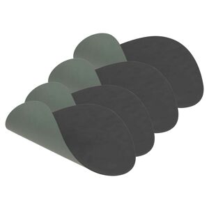 LindDNA - Set de table Curve L Double , Cloud anthracite / Nupo vert pastel (set de 4)