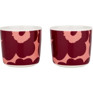 Marimekko - Oiva Unikko Gobelet (set de 2), 200 ml, blanc / poudre / rouge foncé