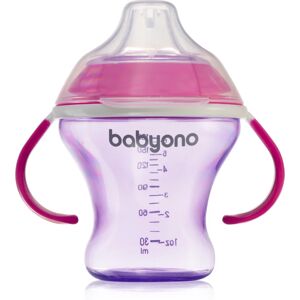 BabyOno Take Care Non-spill Cup with Soft Spout tasse d’apprentissage avec supports Purple 3 m+ 180 ml