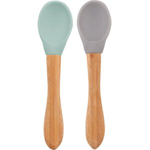 Minikoioi Spoon with Bamboo Handle petite cuillère River Green/Powder Grey 2 pcs