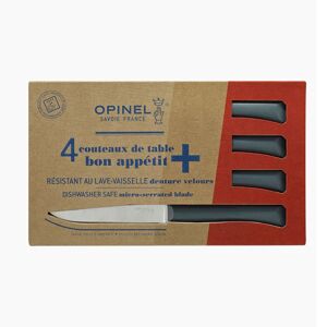 Coffret 4 couteaux de table lame micro-dentee 11 cm Bon Appetit Plus anthracite Opinel [Bois]