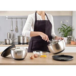 Set de 2 bols patissiers inox avec couvercle et base en silicone 20 et 24 cm Mathon [Gris metallise]