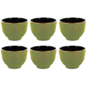 6 tasses en fonte de Chine vert & bronze 15 cl Aromandise