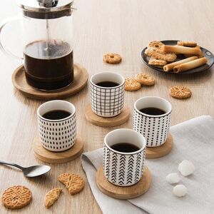 Set de 4 tasses en porcelaine avec soucoupe bambou 10 cl motifs graphiques Mathon []