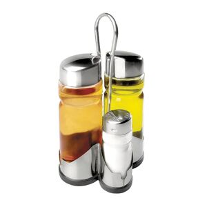 Set vinaigrier 4 pieces en verre et inox - Huiles, vinaigre, sel et poivre Ibili []