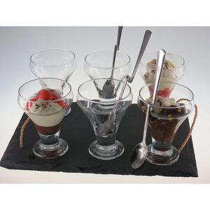 Coffret 6 coupes a glace et 6 grandes cuilleres coudees Lebrun [Noir]