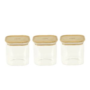 Set de 3 boites carrees verre et bambou 800 ml Pebbly [Blanc]