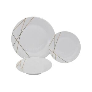 OZAIA Service vaisselle 18 pieces en porcelaine - Blanc et dore - LINASIO