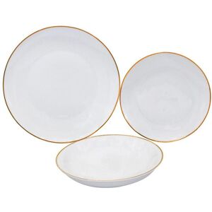 OZAIA Service vaisselle 18 pieces en porcelaine - Blanc et lisere dore - JULINA