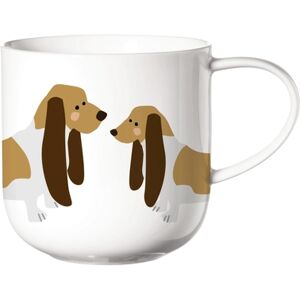 ASA Selection Tasse enfant poignees Basset Hound porcelaine blanc brillant 0,4 l