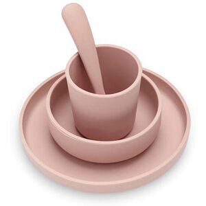 Jollein Coffret de table bébé Silicone Rose Pale (4pcs) - Coffret repas