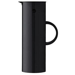 Stelton EM77 Carafe Isotherme Thermos à double paroi pour boissons chaudes ou froides Pot à thé et à café avec insert en verre, bouchon à bascule magnétisé, bouchon à vis, design nostalgique 1,0 Litres, noir - Publicité