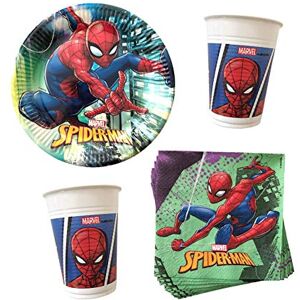 Procos Spiderman Kit de fête pour 8 invités, assiettes, gobelets, serviettes 36 pièces pour fête d'anniversaire et fête - Publicité