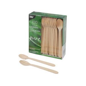 Papstar Cuillère à café en bois 'pure', longueur: 110 mm - Lot de 5