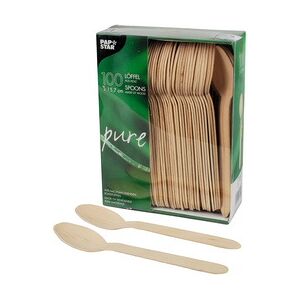 Papstar Cuillère en bois 'pure', longueur: 157 mm, par 25 - Lot de 10