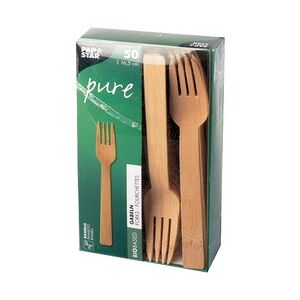 Papstar Fourchette en bambou 'pure', longueur: 165 mm, par50 - Lot de 3