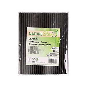 Paille en papier CLASSIC, 197 mm, gris - Lot de 7