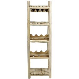 Grenier Alpin Porte-bouteilles en teck 4 niches Beige 50x160x35cm