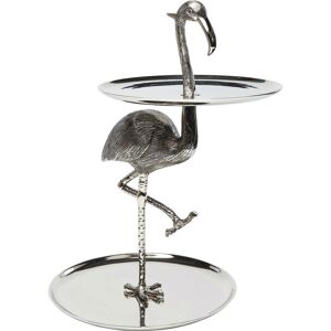 Kare Design Présentoir à gâteaux 2 niveaux flamant rose en alu Argent 38x53x43cm