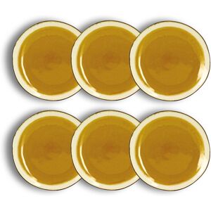 OGO Living Lot de 6 assiettes à dessert en grès jaune 20,5cm Jaune 24x24x14cm