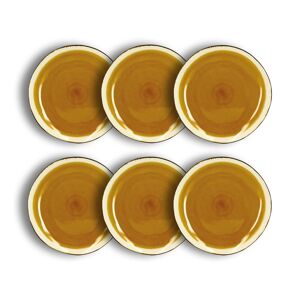 OGO Living Lot de 6 assiettes plates en grès jaune 27,5cm Jaune 29x29x14cm