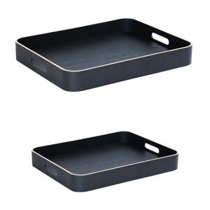 Table passion Set de 2 plateaux rectangles 50 cm et 45 cm en bois noir Noir 50x6x38cm