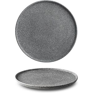 Maison Cyna Lot de 6 assiettes plates en porcelaine D20 effet granit gris foncé Gris 20x2x20cm