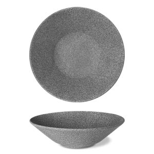 Maison Cyna Lot de 3 assiettes creuses en porcelaine D27 effet granit gris foncé Gris 27x7x27cm
