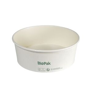BioPak DUNI - Boite ronde Ronda Wide+ 1300ml 184x184x66mm Carton/PLA Blanc - 12 x 25 = 300 pieces